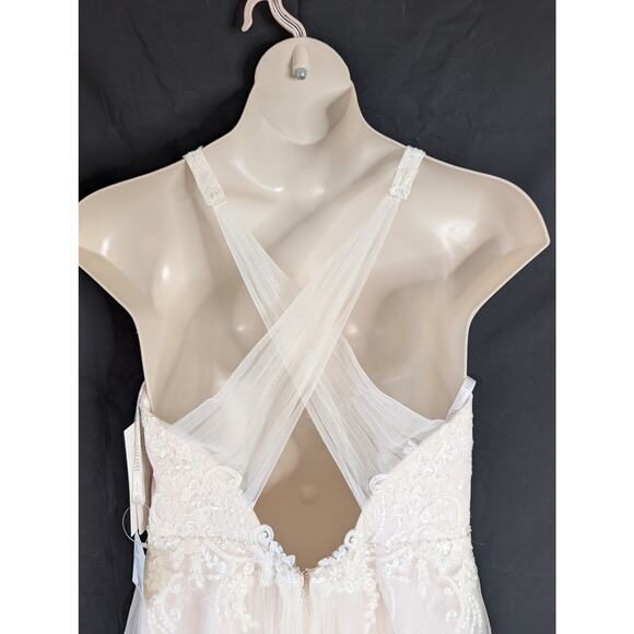 NWT Blush Pink Cross Back Wedding Gown Sz. 14/16 - Picture 9 of 16